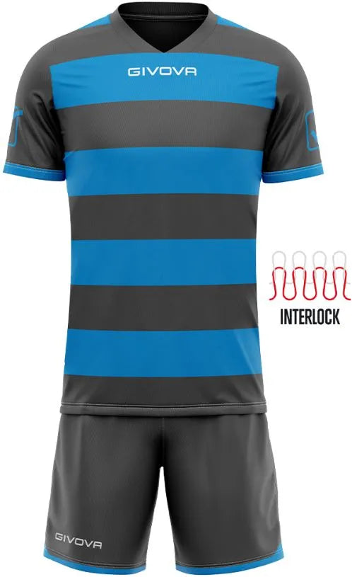 Set sportivo Givova Rugby Grey-Turqoise XL