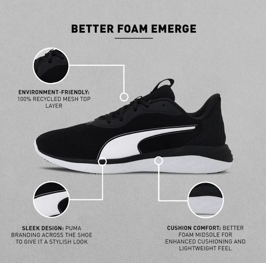 PUMA Men Running Shoes Black/White 42.5 - lepší pěna