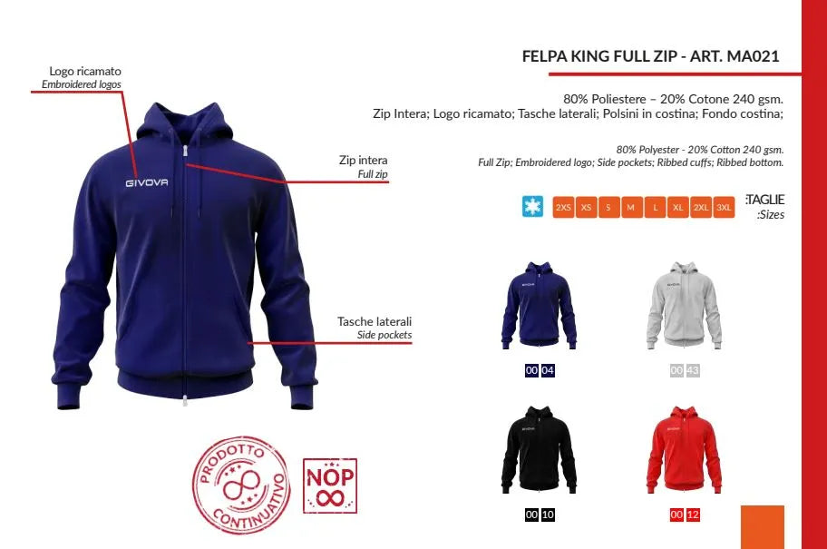 Sports sweatshirt givova king red xl