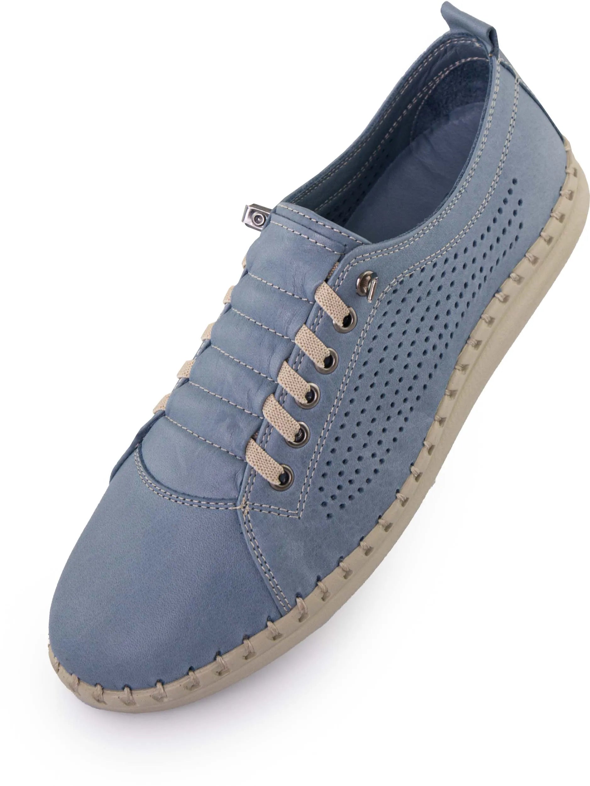 Dames Leren Schoenen Nell Esegui denim blauw 38