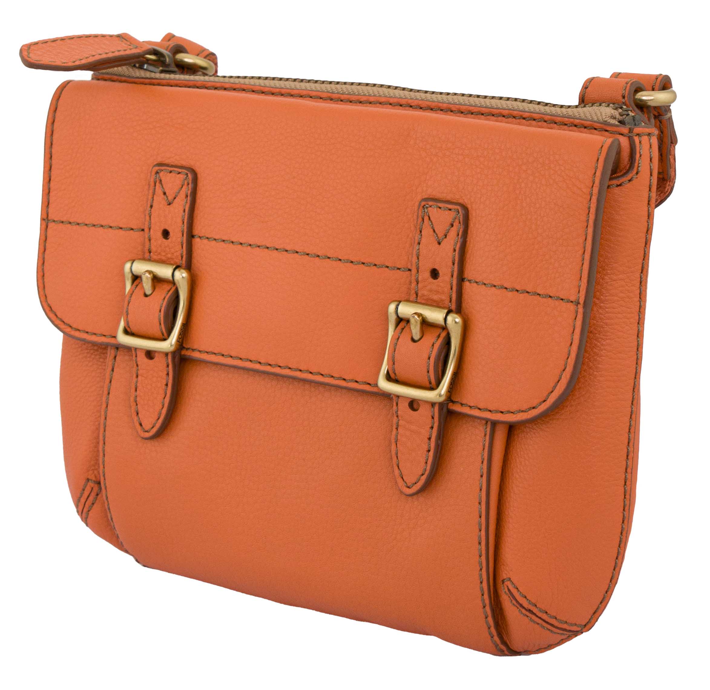 Lätt orange fossil damer axelväska från läder