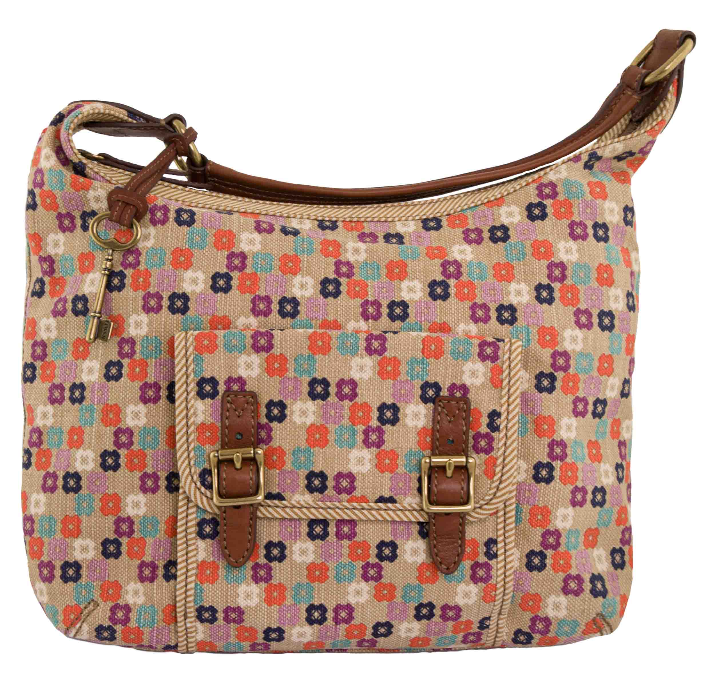 Fossil Tate Hobo Handbag - Natural Floral Print
