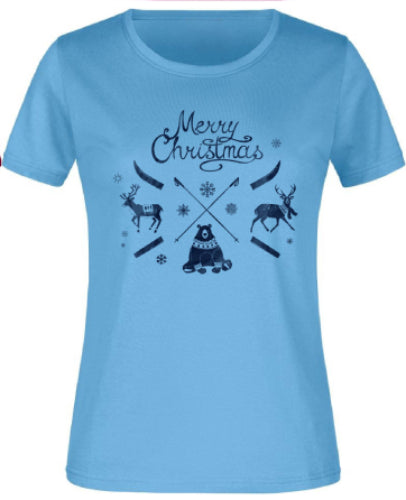 Camiseta feminina jm natal azul xs