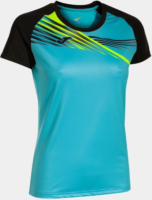 Dames Sport T-shirt Joma Elite X Fluor Turquoise-Zwart turquoise S