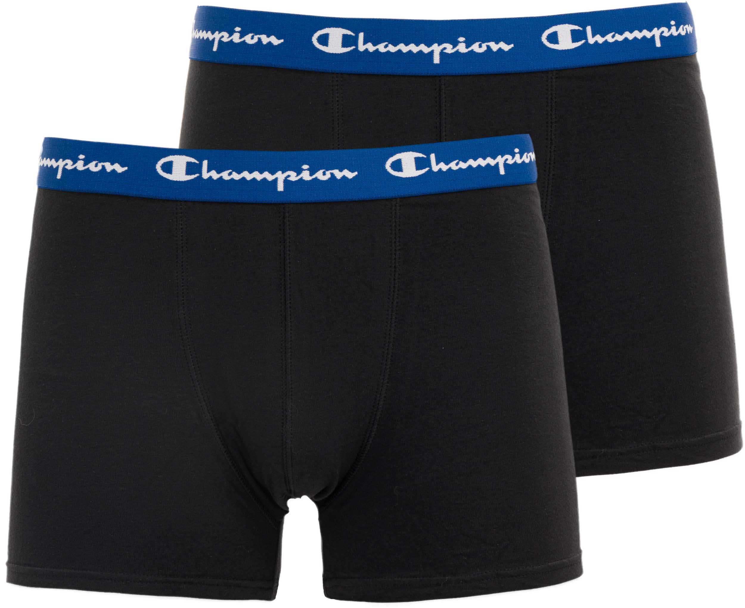 Campeão masculino boxershort 2-pacote azul-preto l algodão