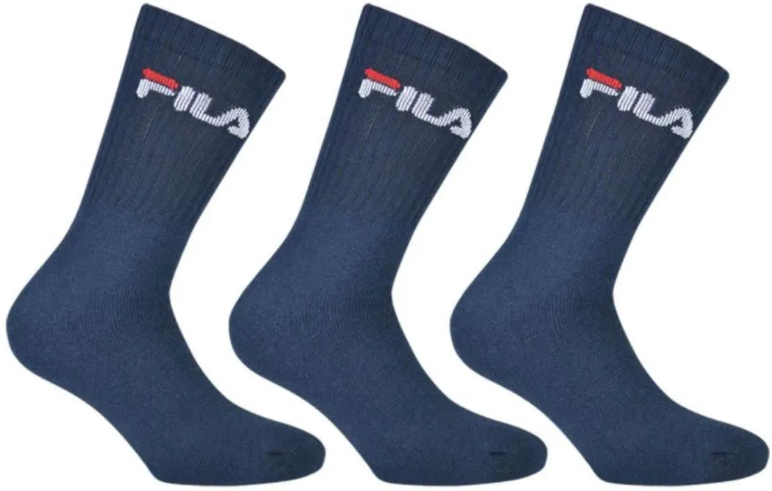 Calza da tennis Fila Crew Navy unisex da 3 pacchetti, taglia 35-38