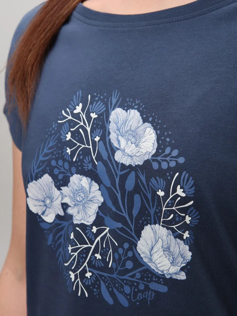 Kvinnors t-shirt loap barga blå m