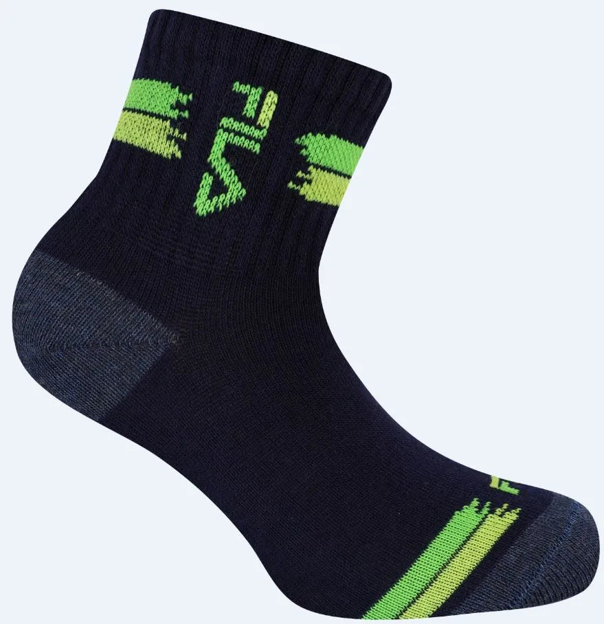 Fila Socks 3-pack Jr Boy Quarter Navy Black 27-30