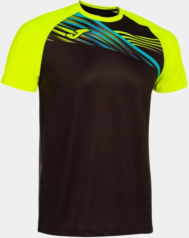 Heren sport t-shirt joma elite x black-fluor geel l