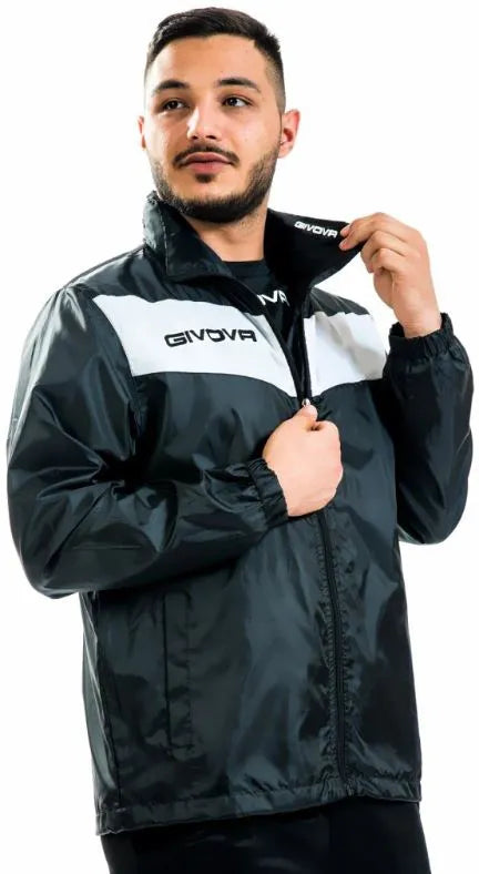 Jacheta sport Givova Rain Nero-Bianco XL