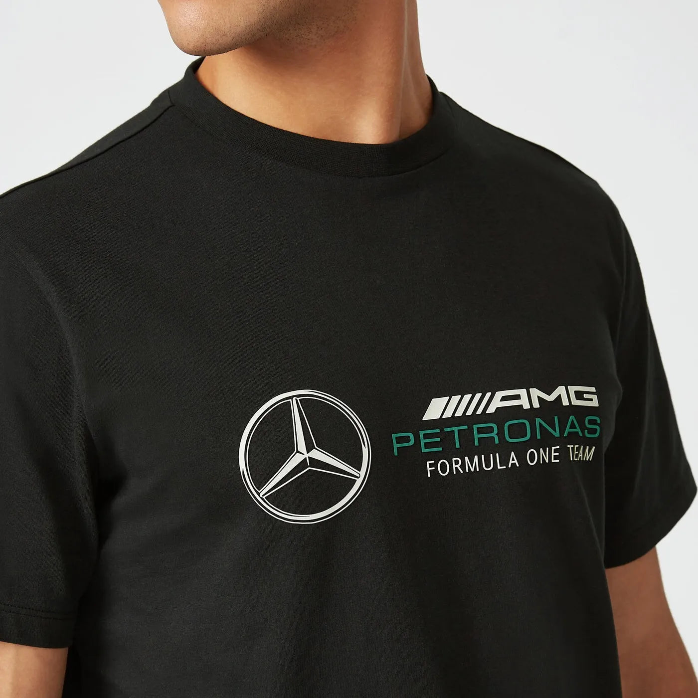 Tricou Mercedes Heren F1 FW Groot Logo Tricou Zwart Zwart XS
