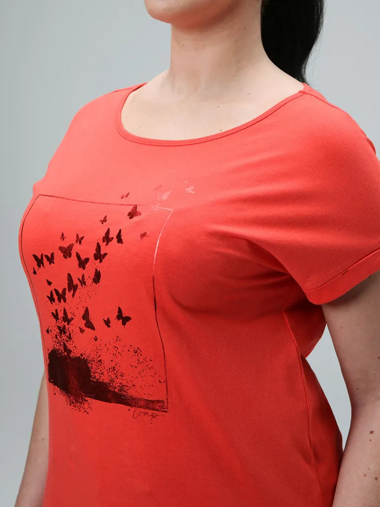 Ladies T -Shirt Boche Bazala Red L - Miękka bawełna