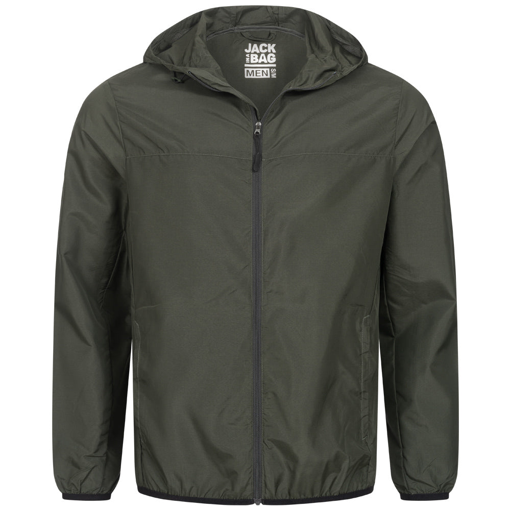 Fir éadrom gaoithe khaki S-m le mála stórála