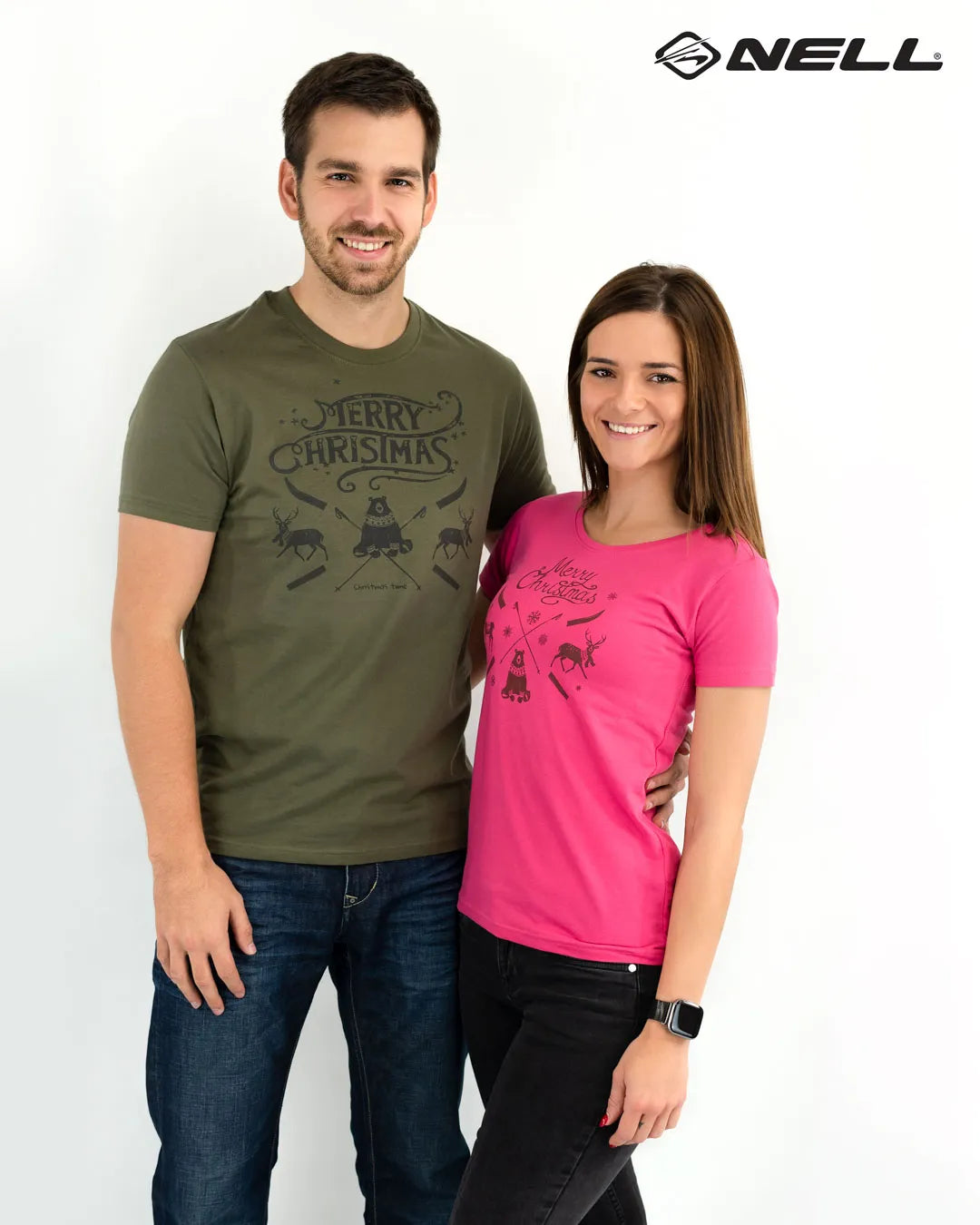 Olivengrün Weihnachtst -Shirt Männer - Baumwolle, Größe m