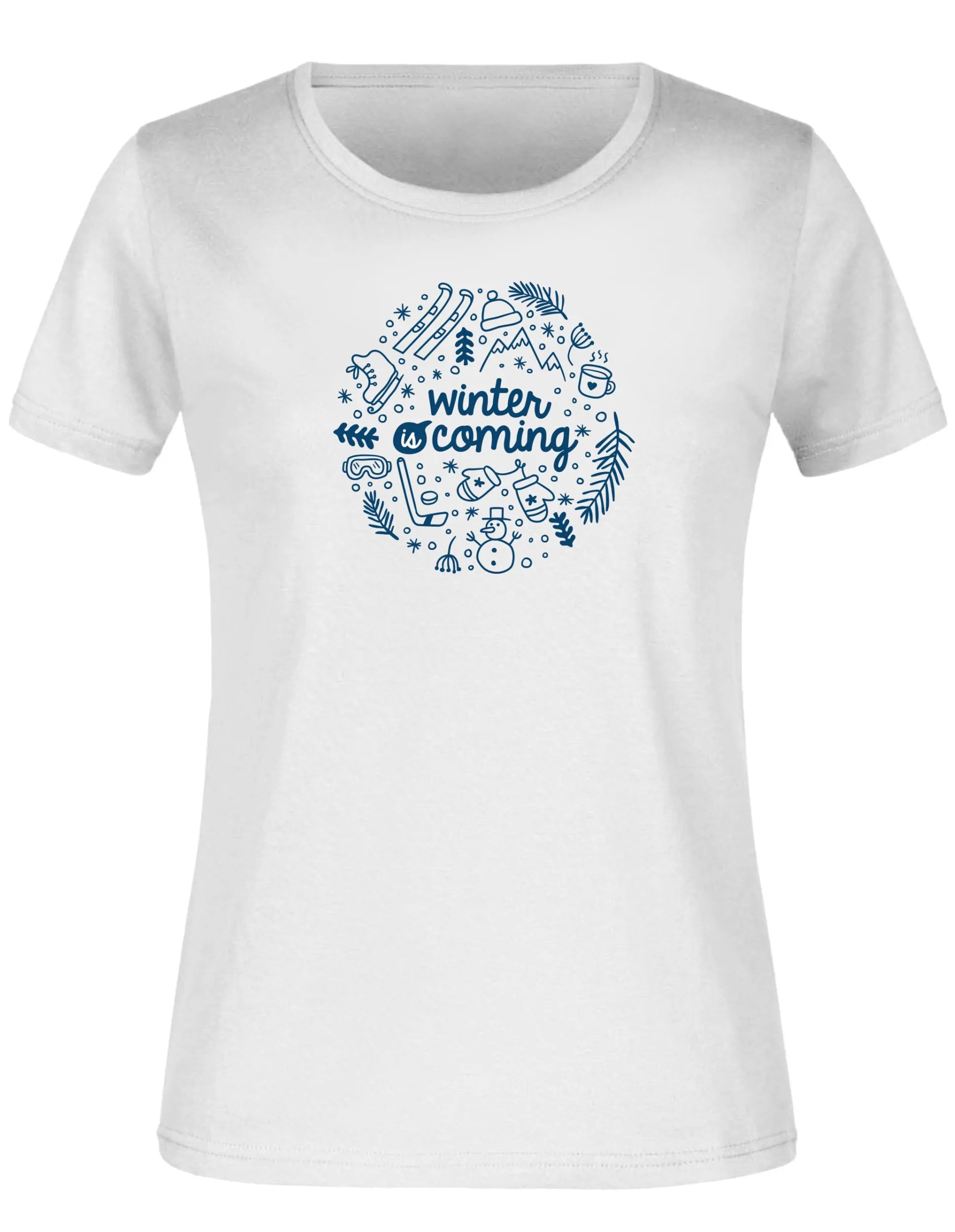 Winter Ladies T -Shirt White L - warme und weiche Baumwolle