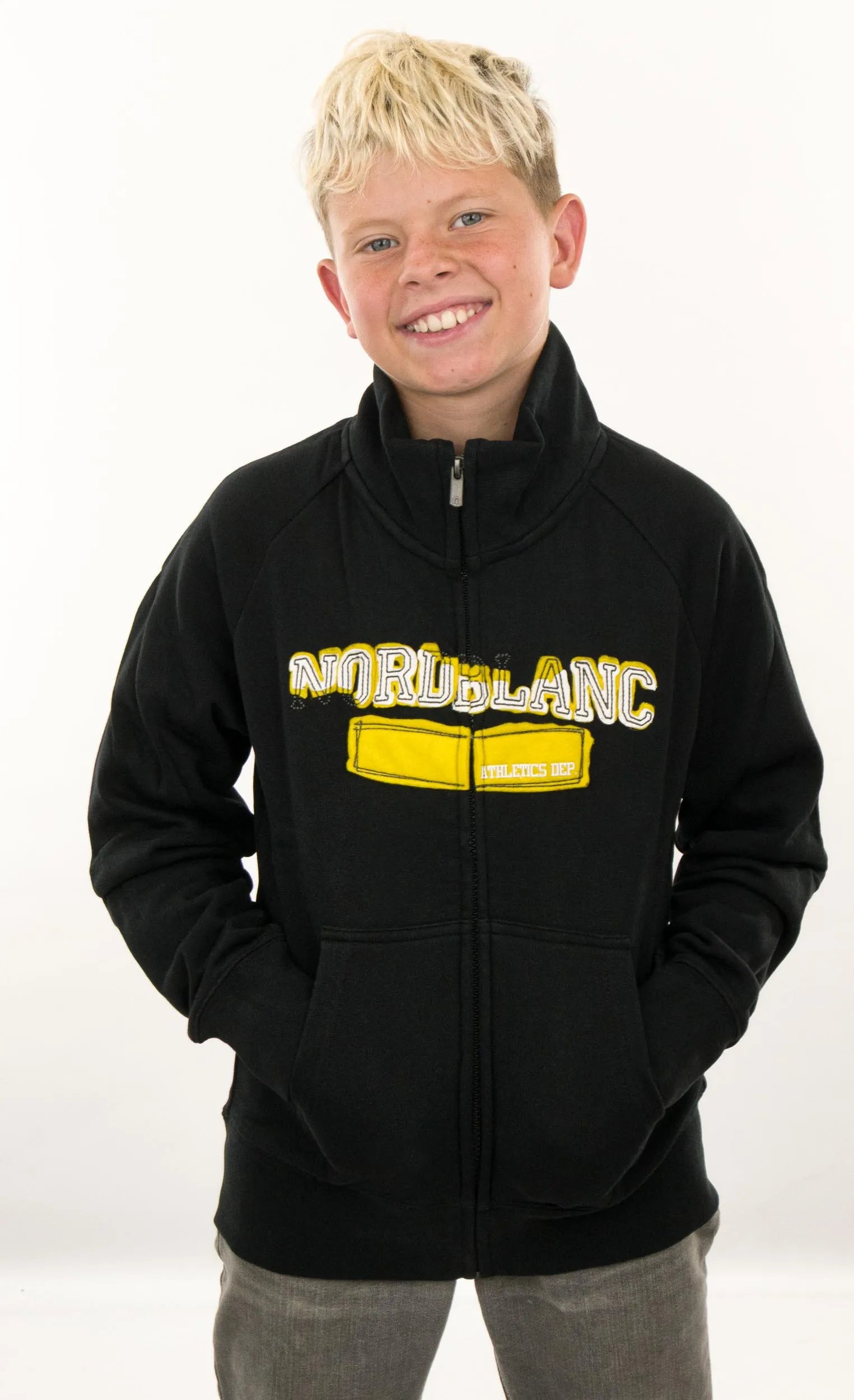 Nordblanc Kinderhoodie Met Rits Zwart Maat 158-164