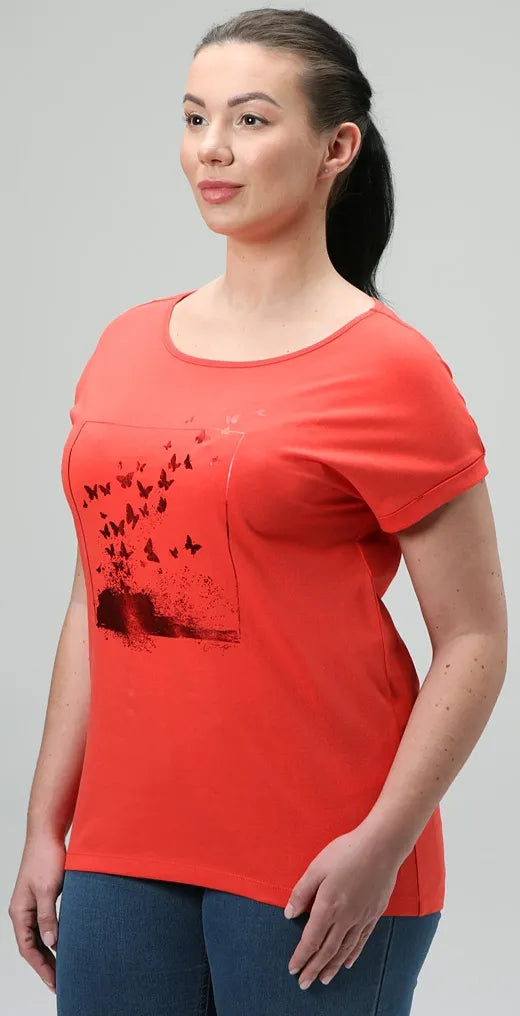 Ladies T -Shirt Boche Bazala Red L - Miękka bawełna