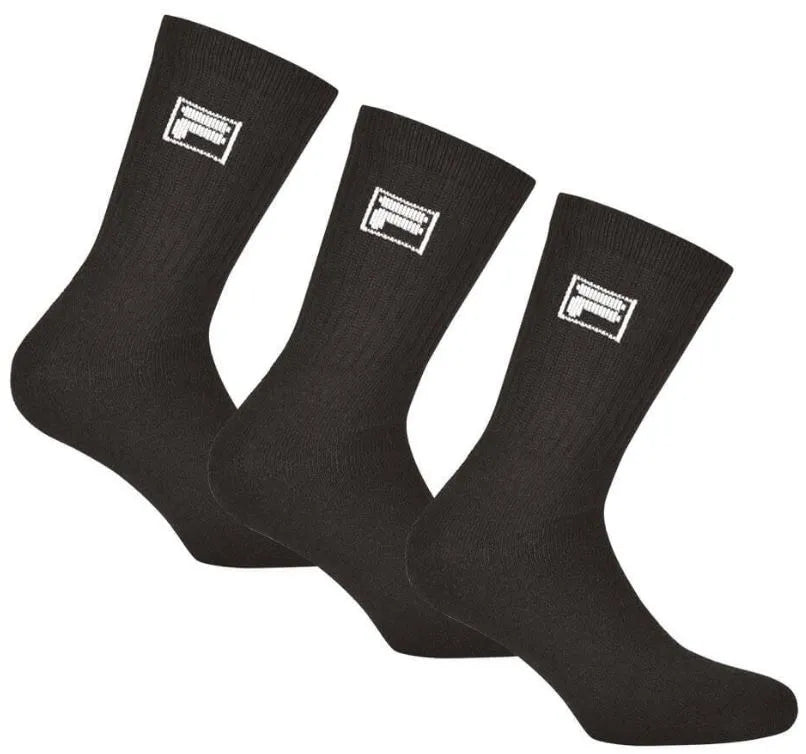 Fila crew tennis 3-pack unisex socks black 35-38