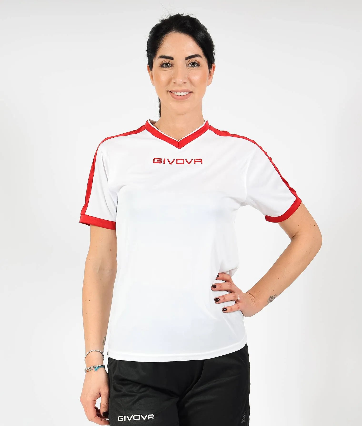 Sports T-shirt Givova Revolution White-Red 3XL