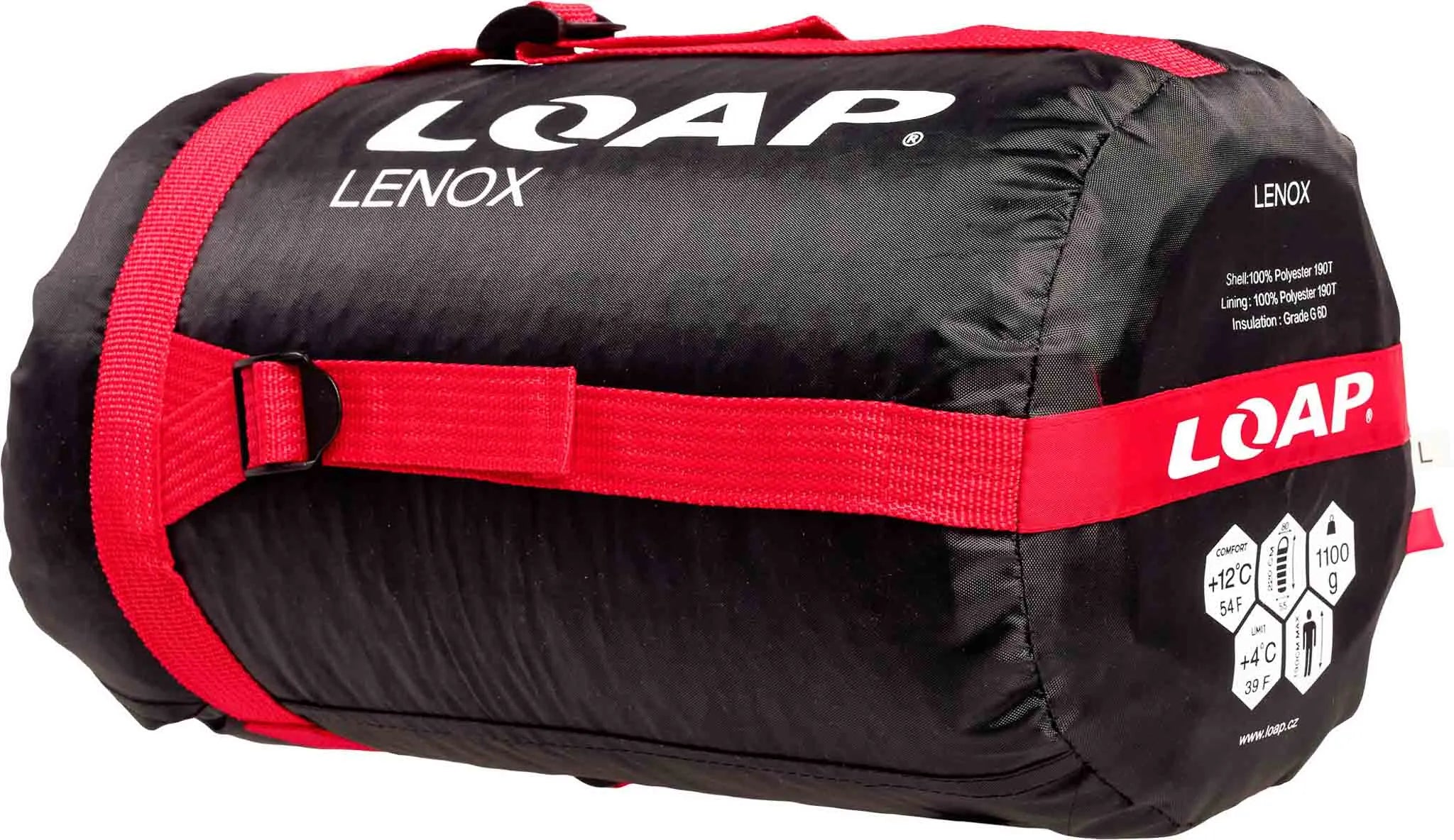 Mummie slaapzak loap lenox zwart-rood zwart l-linker rits