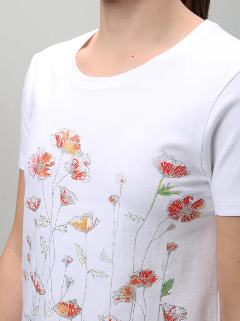 Dames t-léine loap abonie wit wit xs