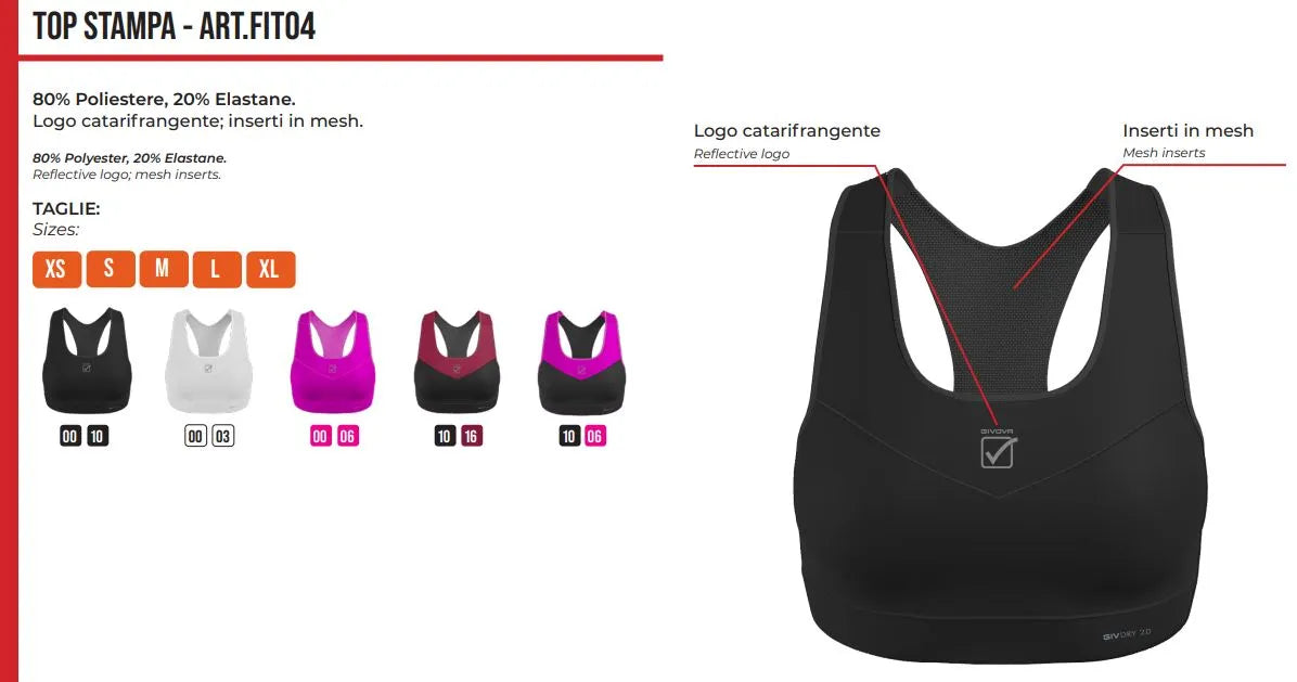 Sports Bra Givova Top Donna White L