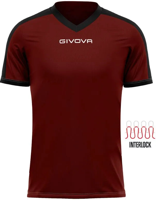 Sport póló Givova Revolution Burgundy-Black XS