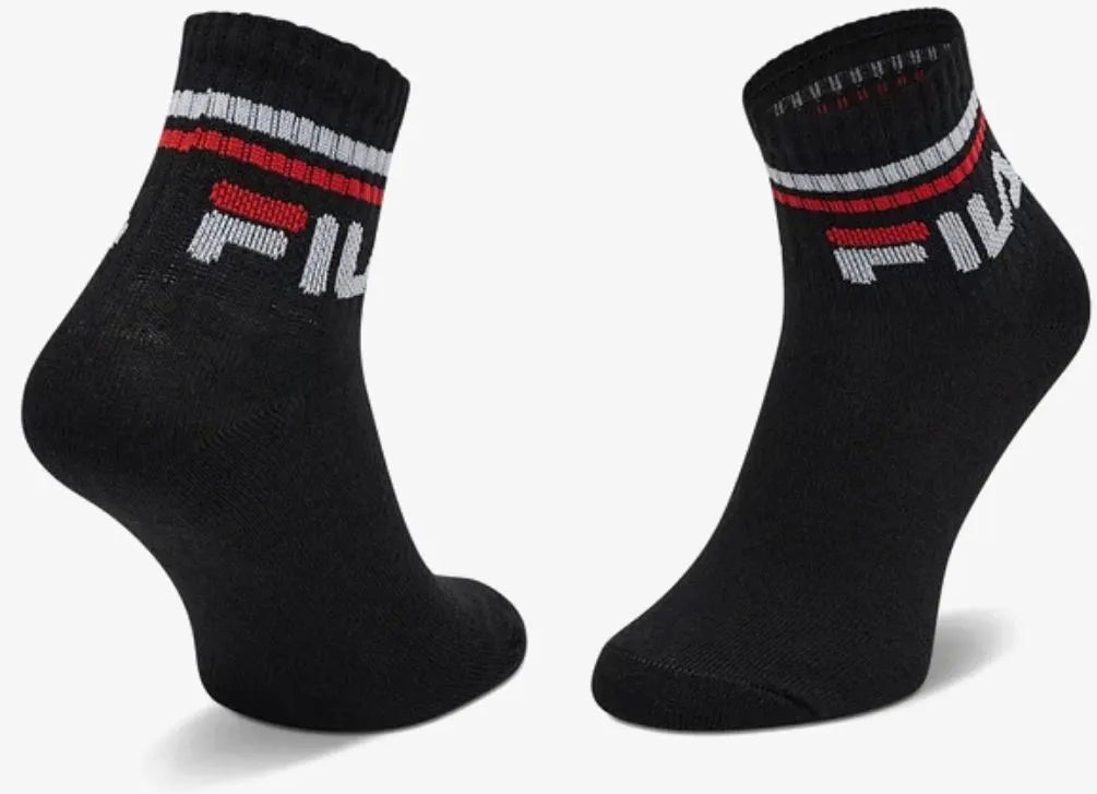 Calcetines para niños FILA Negro de 3 paquetes, tamaño 27-30, mezcla de algodón