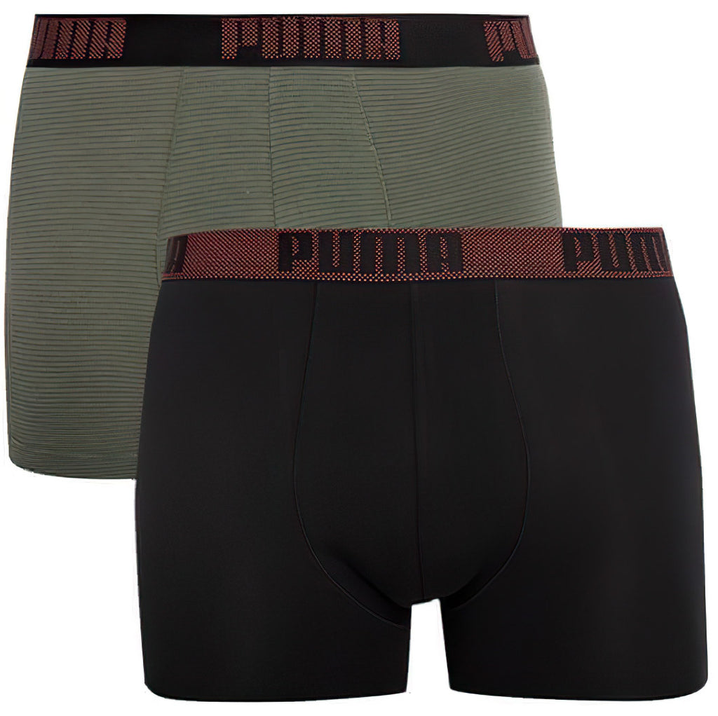 Men's Boxers Puma Birdfeet Stripe Boxer 2-Pack Green, S