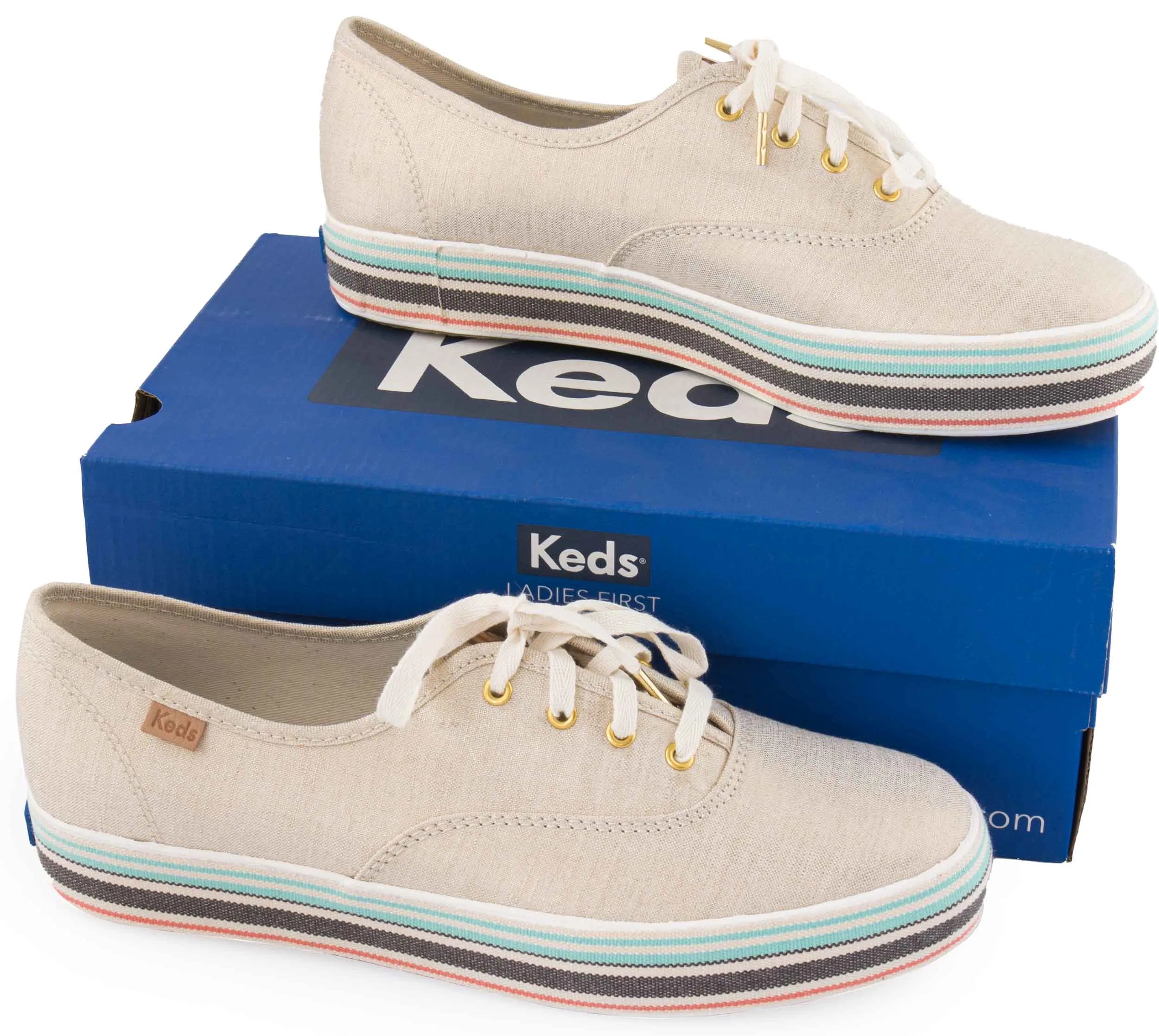 Frauenschuhe Keds WMS Triple Stripe Foxing Line Natural Gold 40.5