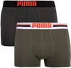 Men's Boxers Puma Placed Logo Boxer 2-Pack Army Green, S