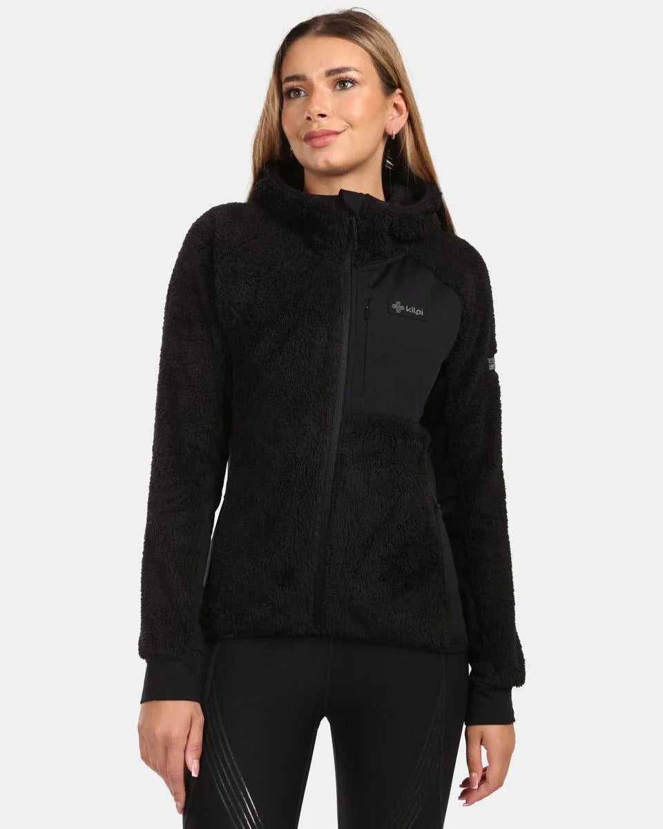 Women's furry fleece hoodie kilpi mink-w black 40