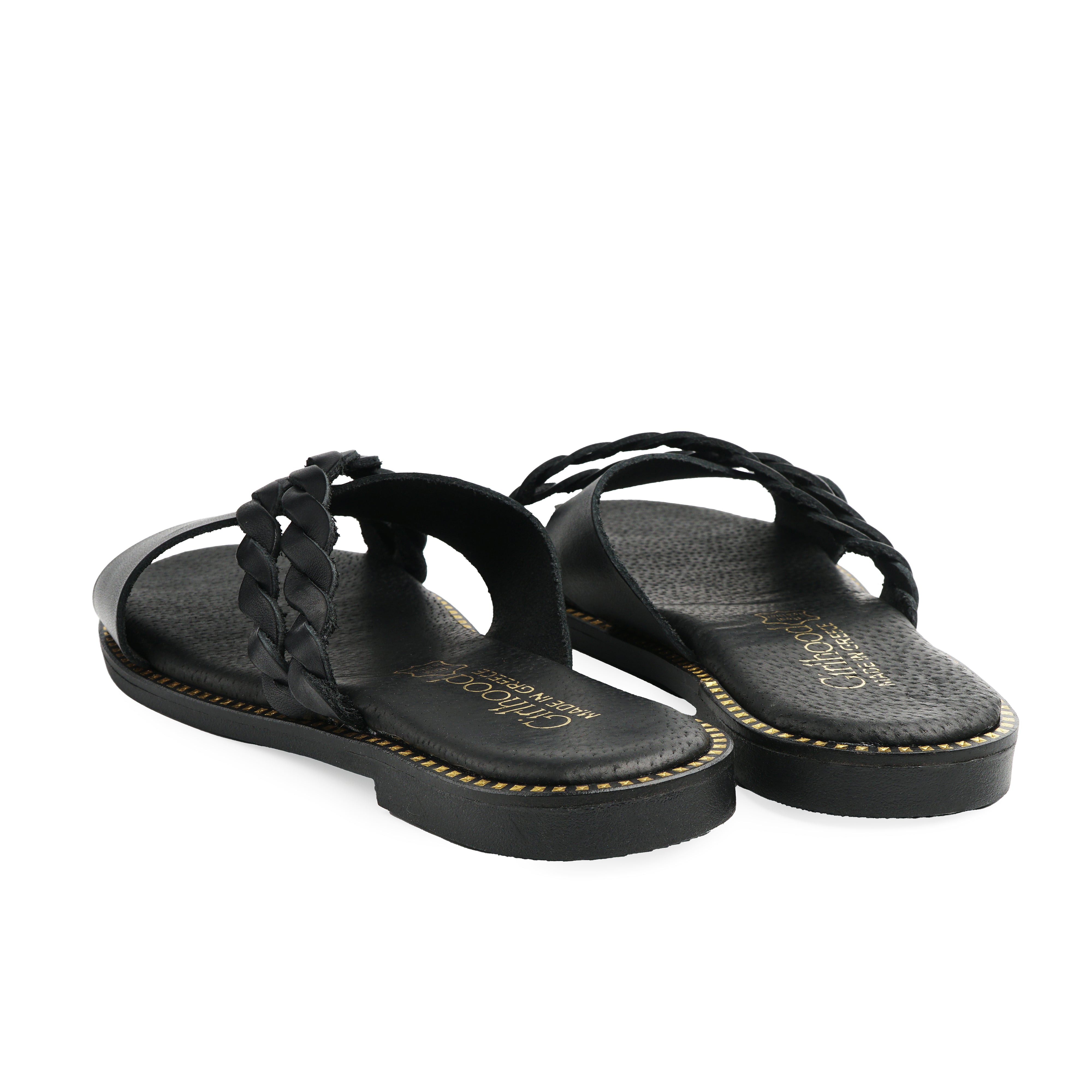Genuine leather flip flops mikonos black zln 0862