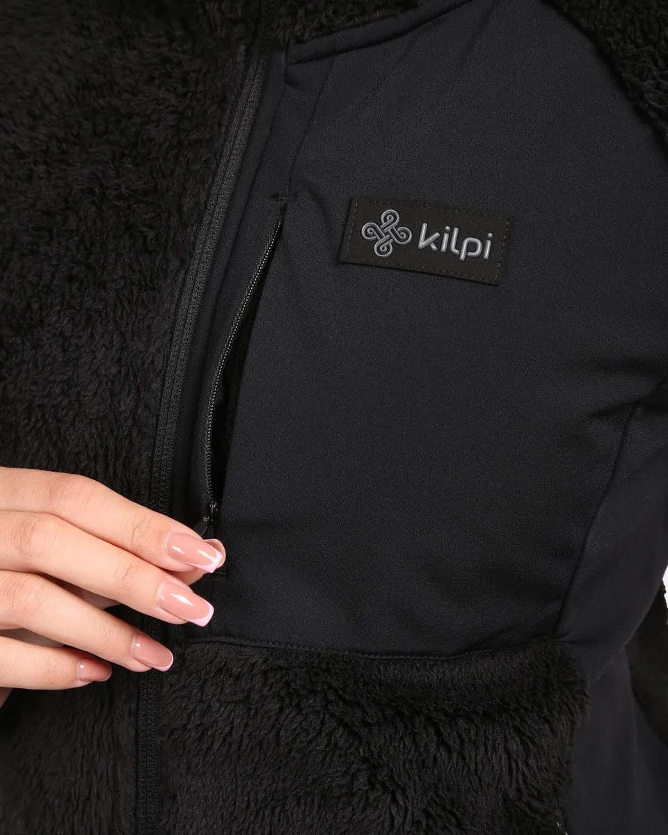 Women's furry fleece hoodie kilpi mink-w black 42