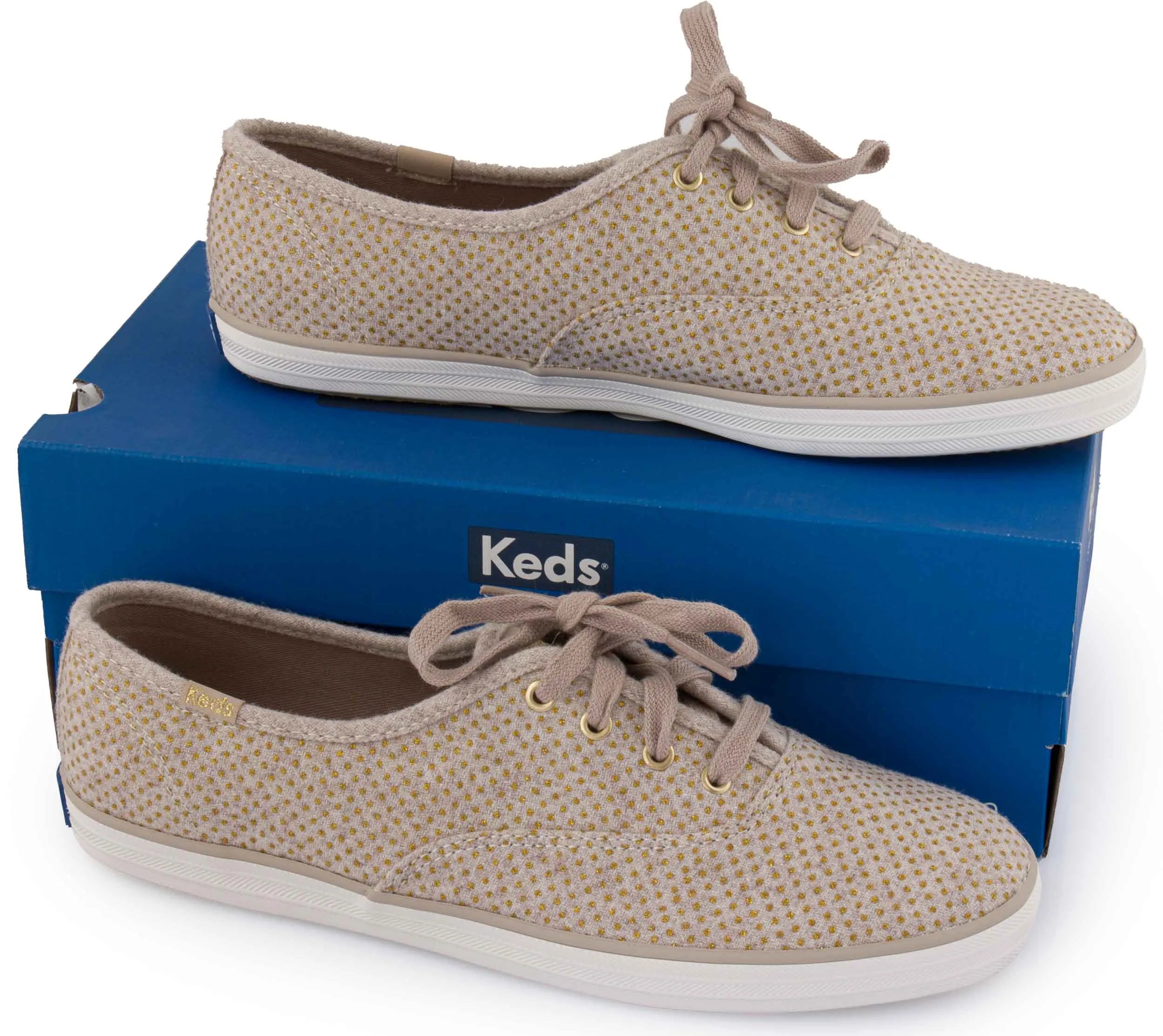 Chaussures féminines Keds WMS Champion Toile de laine scintillante Beige 42.5