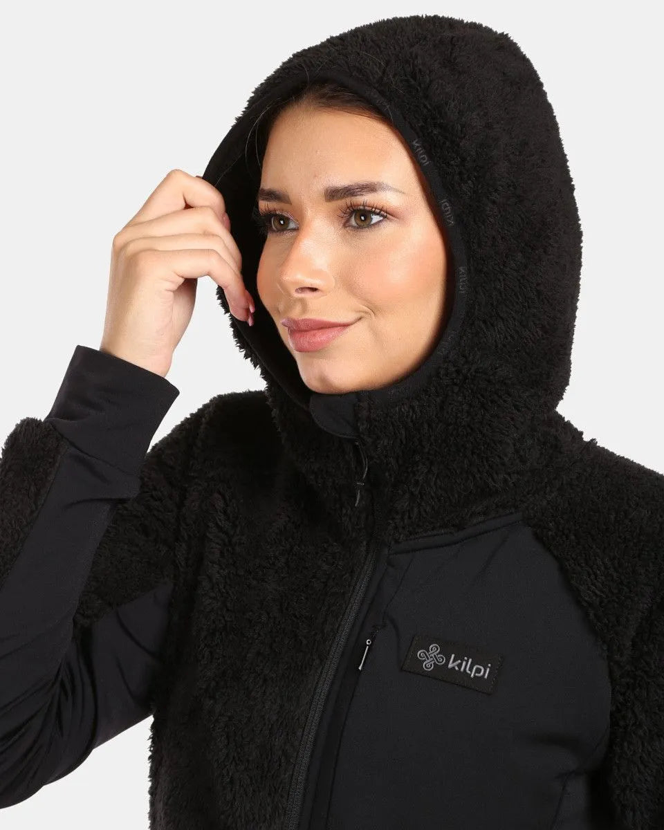 Women's furry fleece hoodie kilpi mink-w black 42