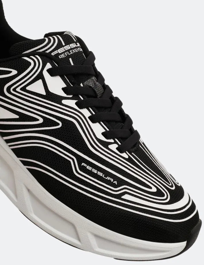 Chaussures unisexes fessura wmns runflex 01 toile noire / blanc blanc / noir noir 44