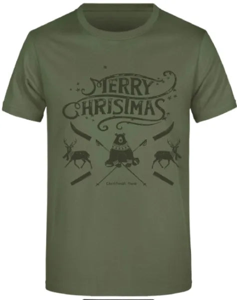 Olivengrün Weihnachtst -Shirt Männer - Baumwolle, Größe m