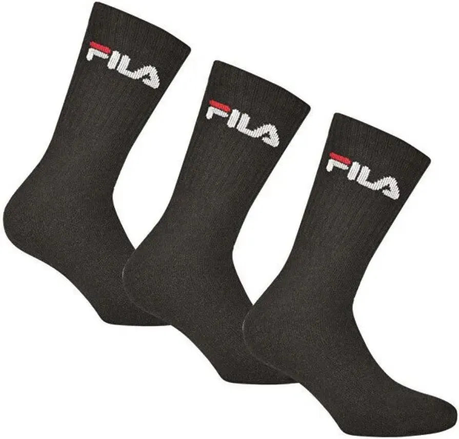 Unisex FILA Crew Tenis ponožky 3-pack černé, velikost 39-42