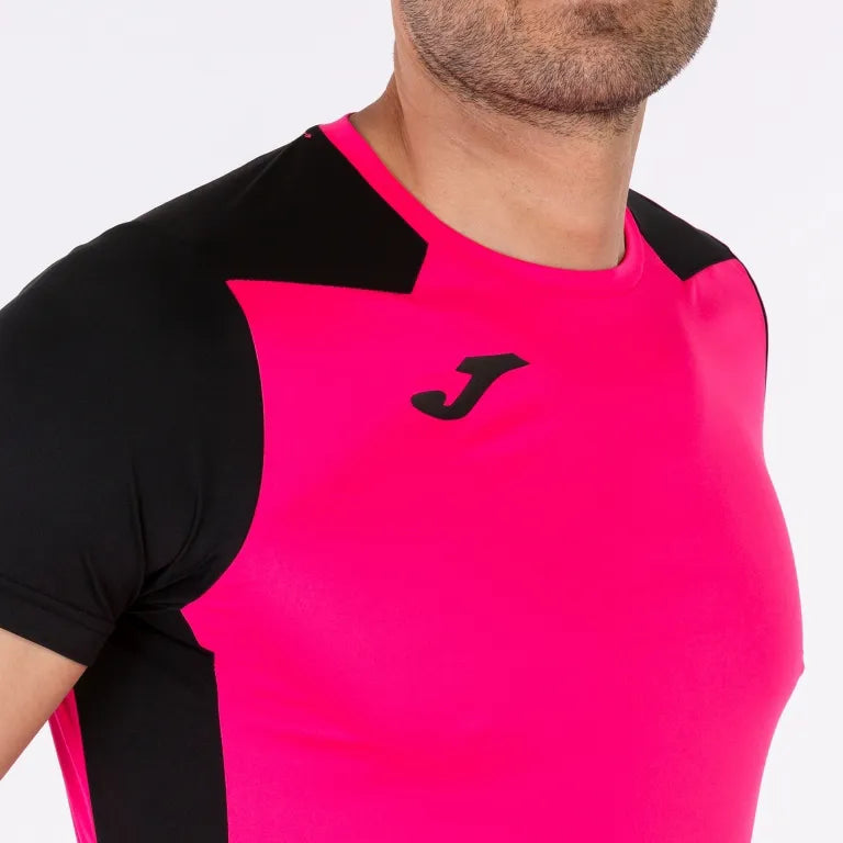 Męska koszulka Joma Record II Fluor Pink-Black, S.