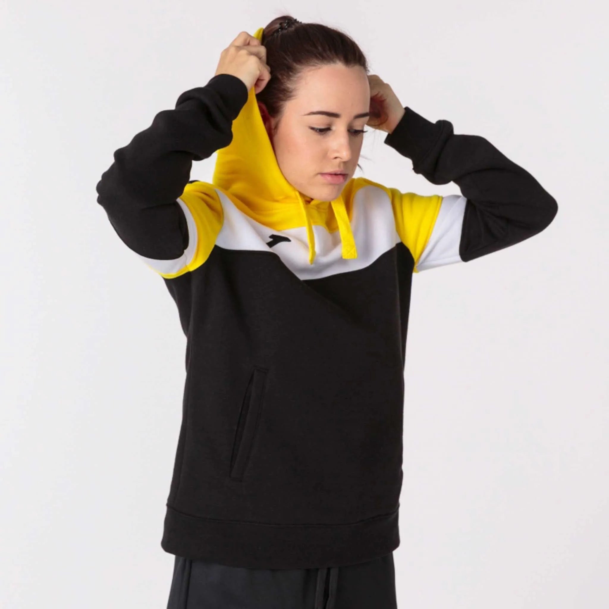 Dames Sweatshirt Joma Crew IV Hoodie Zwart-Geel Zwart S