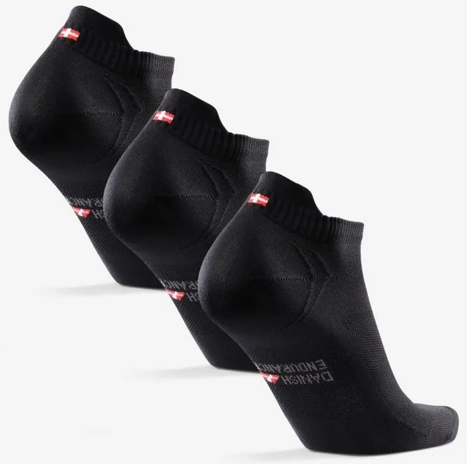 Dansk lavskærende løbssokker 3-Pack Black 43-47