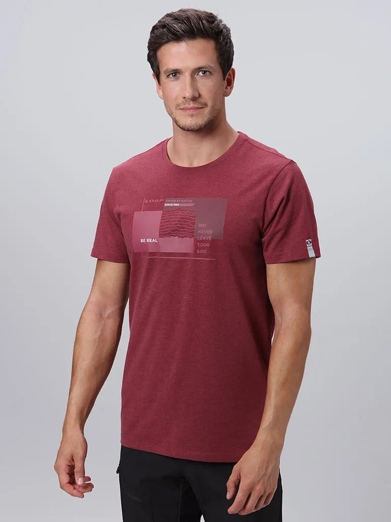 T -shirt na bhfear loap bohem dearg m - cadás breathable