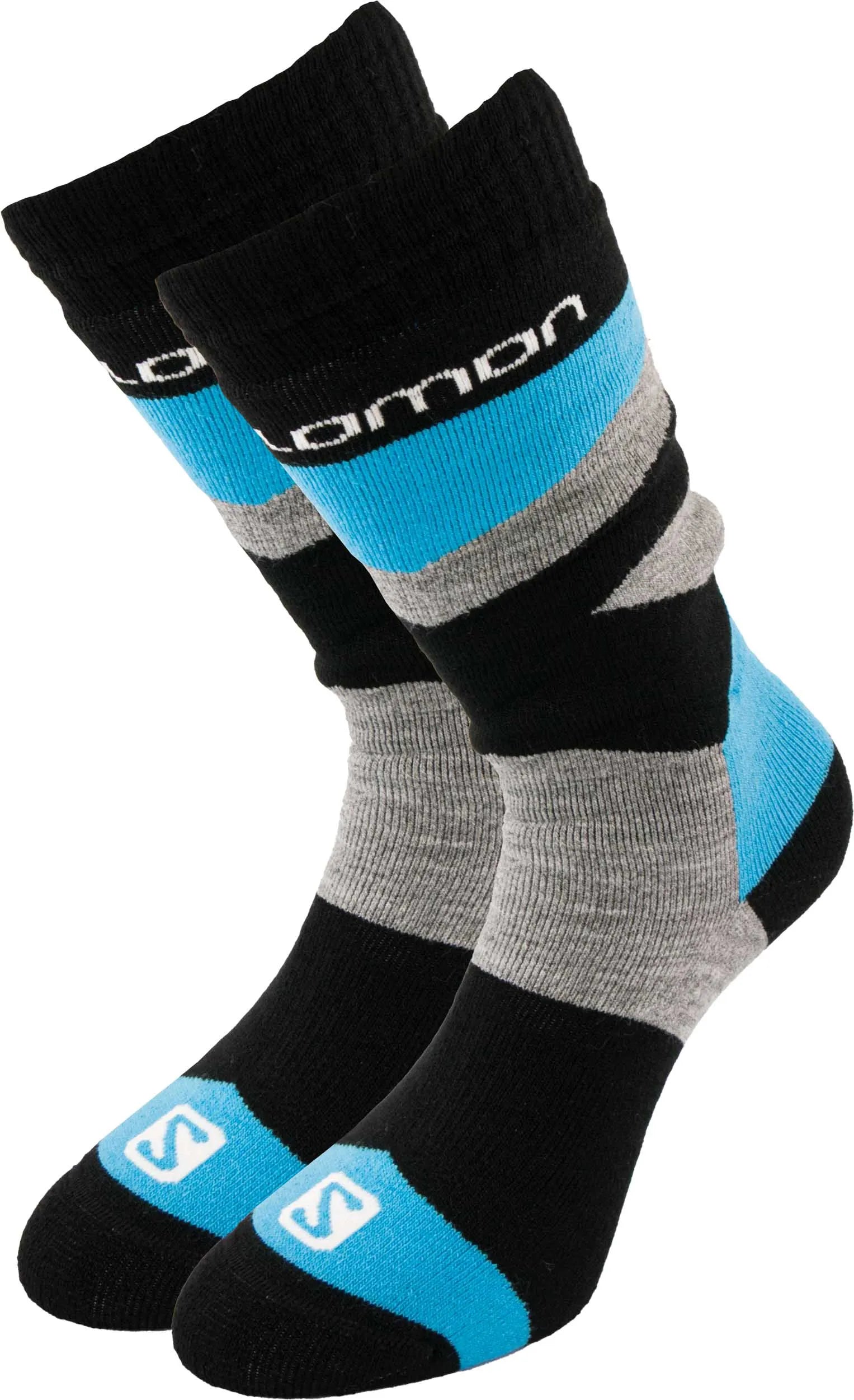 Stocaí sciála fhoireann Salomon jr 2 phacáiste dubh/gorm gorm 35-38