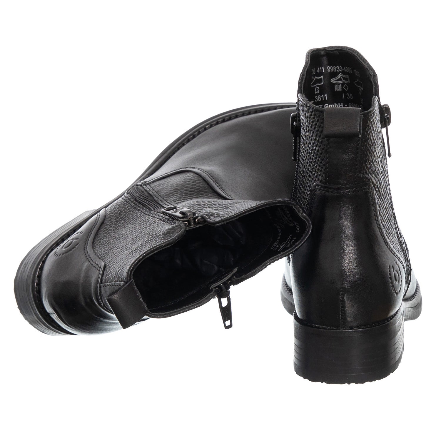 Bugatti dameslaarzen natuurlijke leer stiefelette black zln 0839