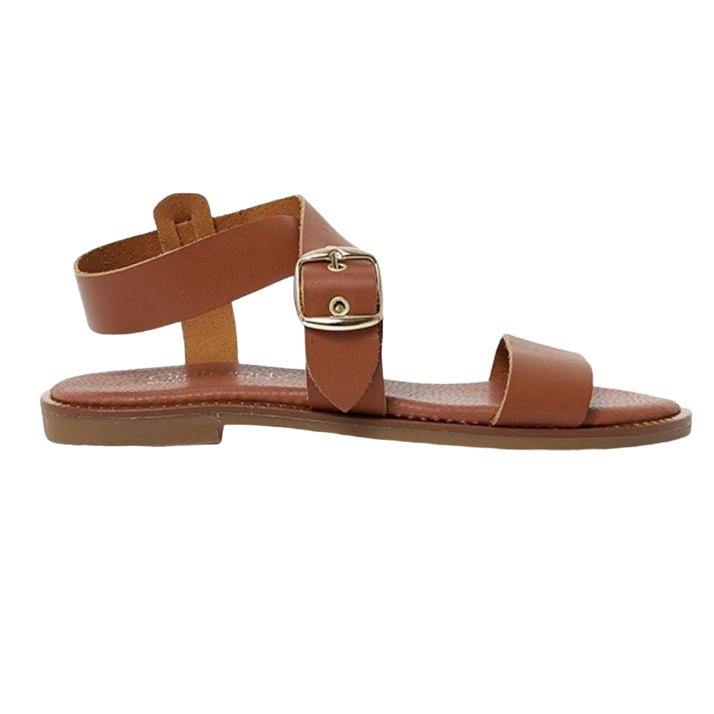 Sandals déanta as camel leathair nádúrtha zln 0814