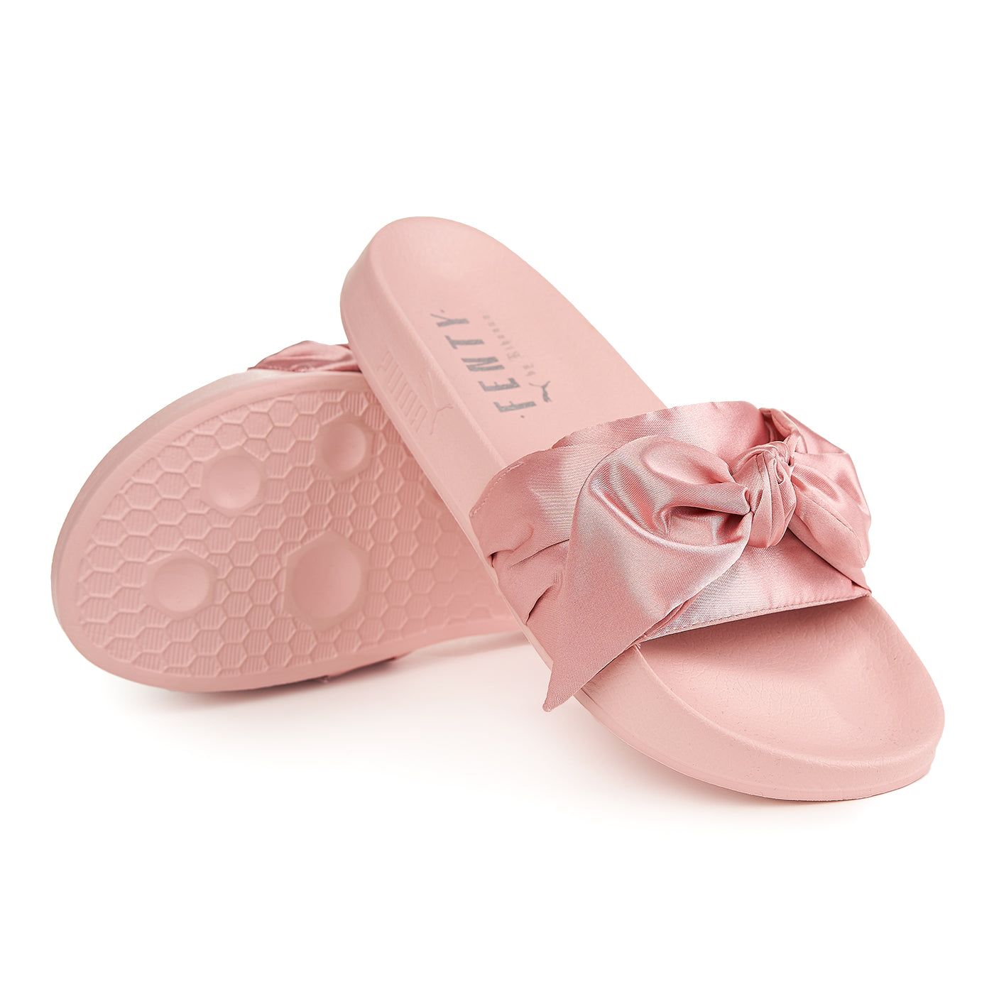 Puma Fenty Bow Slide Silver Pink Plippers Zln 0435