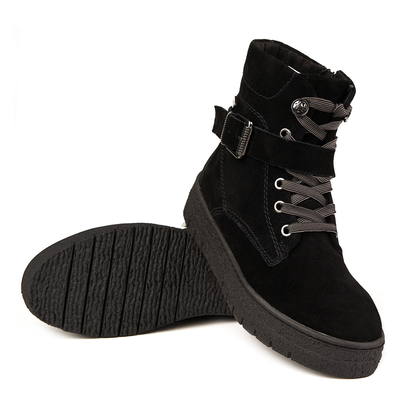 Marco tozzi czarne buty futra wyłożone oryginalną skórę zln 0531