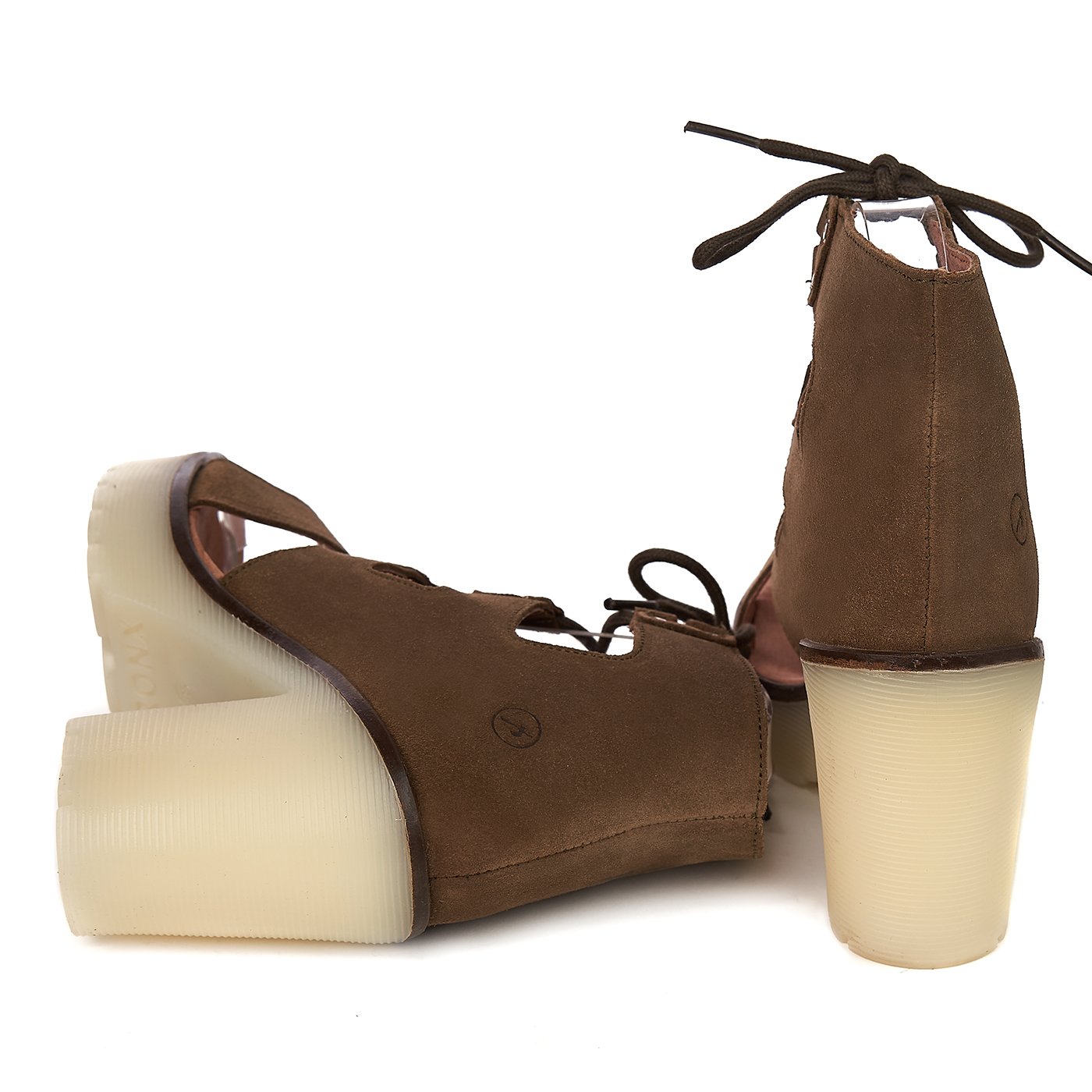 Bronx sandals in khaki genuine leather with platform zln 0168