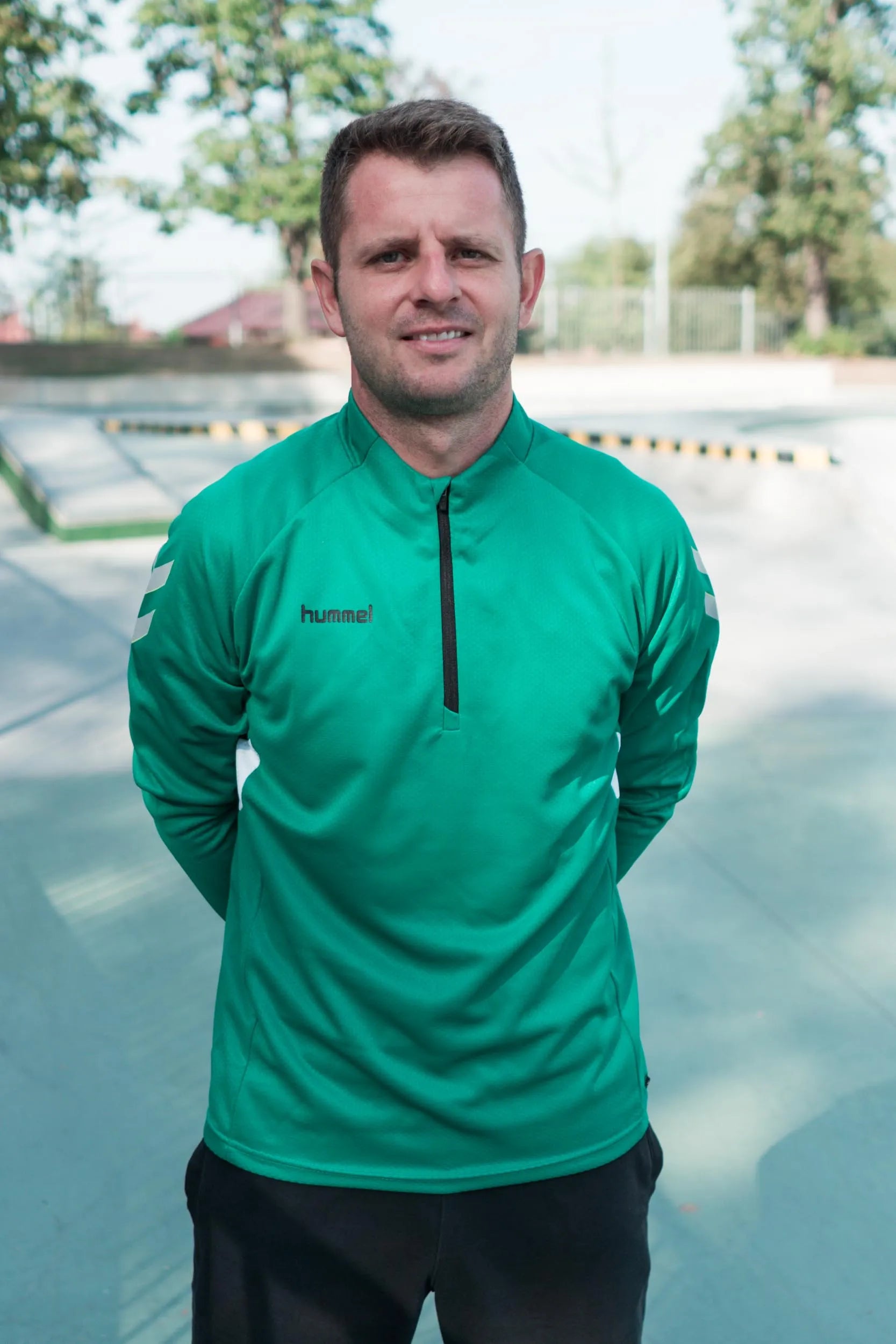 Pánské mikiny hummel tech pohybují napůl zip zelené, s